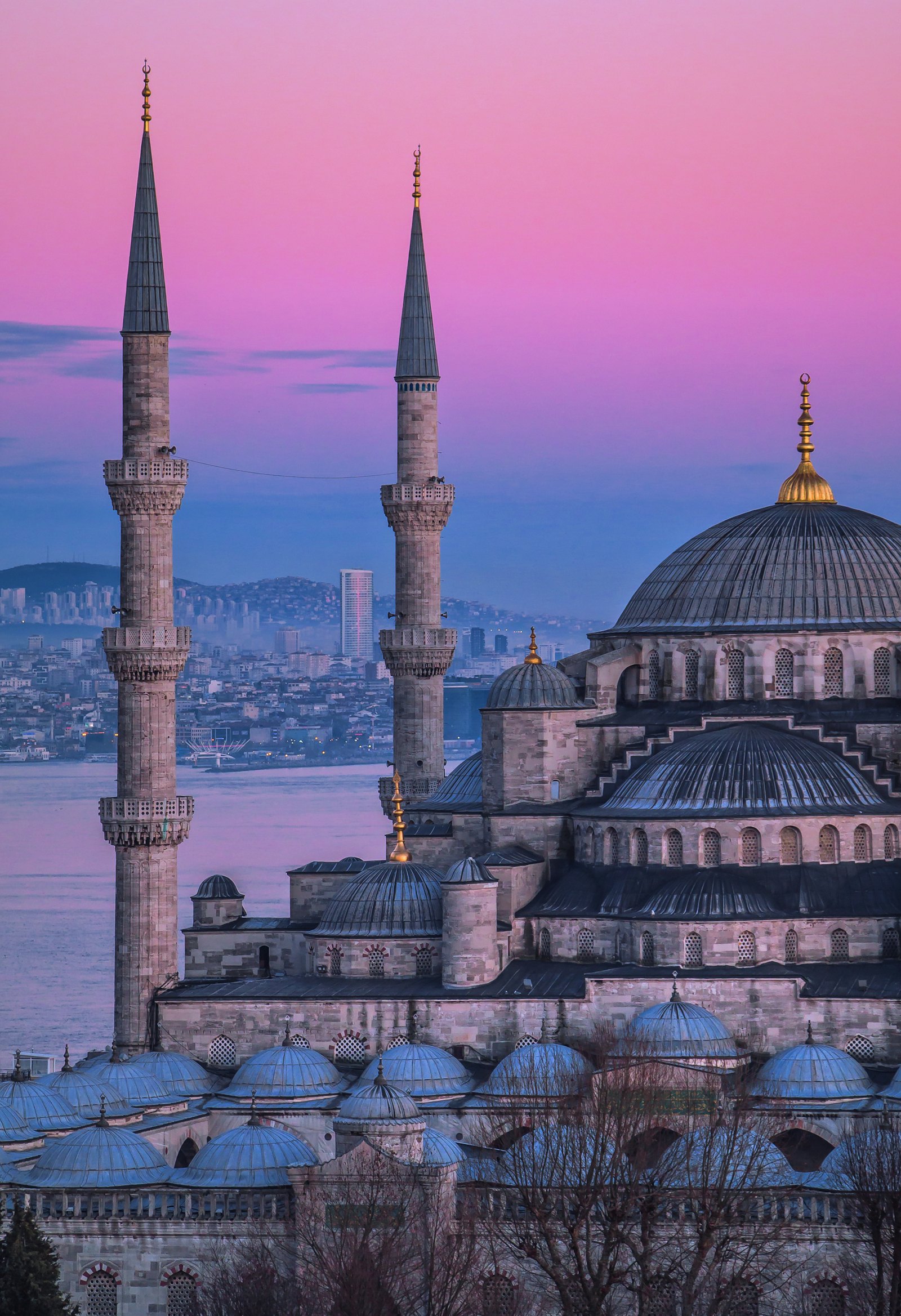 Istanbul Bosphorus skyline at sunset